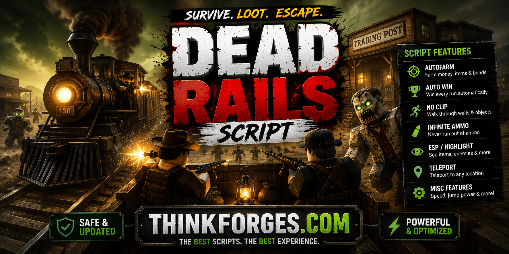 Top 4 Dead Rails Script (2026) – Auto Farm Bonds, Infinite Items, Bring Items, ESP and More