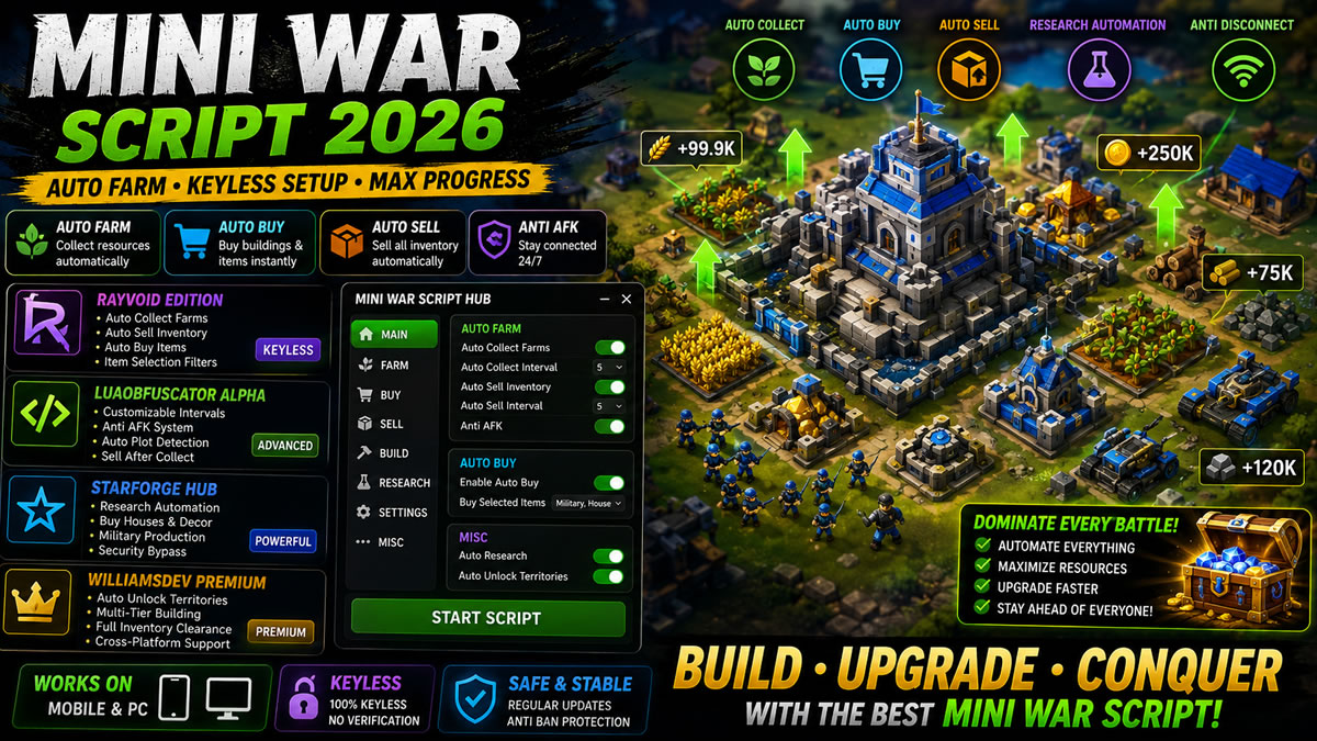 Top Mini War Script 2026, Auto Farm, Keyless Setup