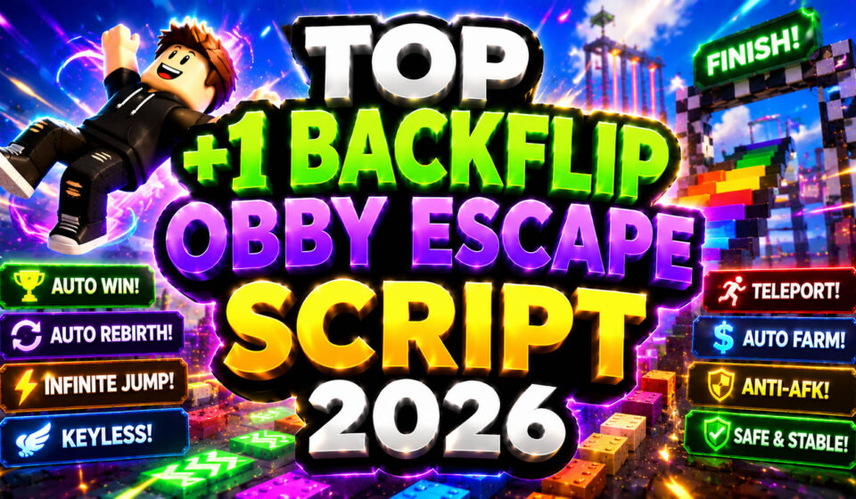 Top +1 Backflip Obby Escape Script 2026, Auto Win, Keyless