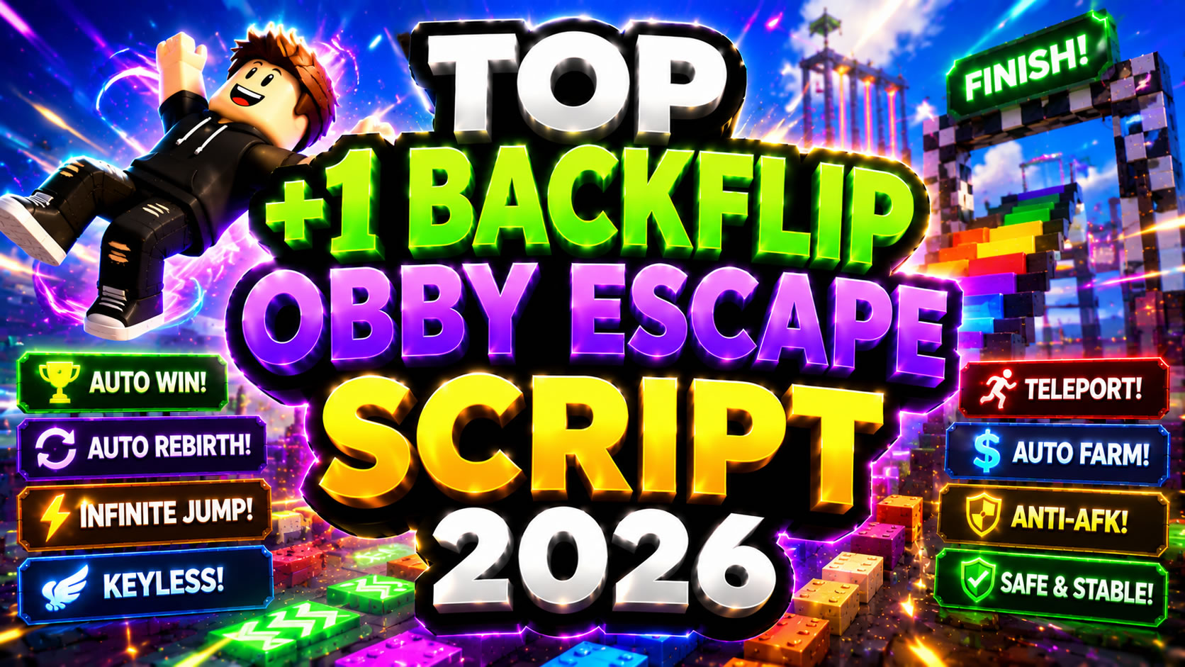 Top +1 Backflip Obby Escape Script 2026, Auto Win, Keyless