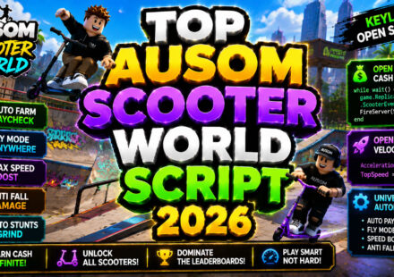 Top Ausom Scooter World Script 2026, Auto Farm, Fly
