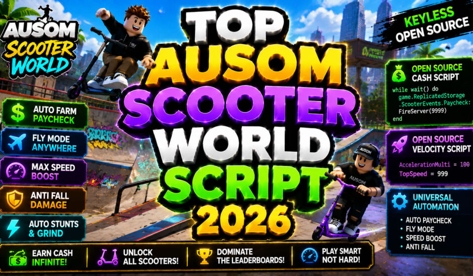Top Ausom Scooter World Script 2026, Auto Farm, Fly