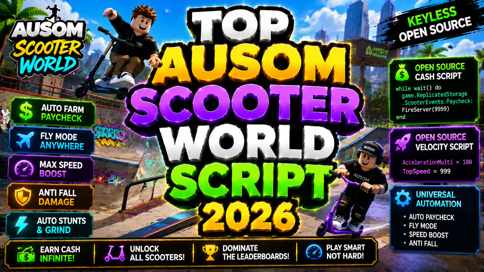 Top Ausom Scooter World Script 2026, Auto Farm, Fly