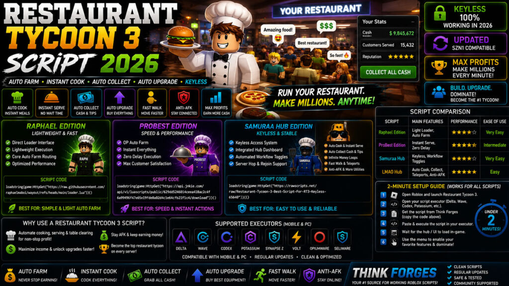 Top Restaurant Tycoon 3 Script 2026, Auto Farm, Instant Cook