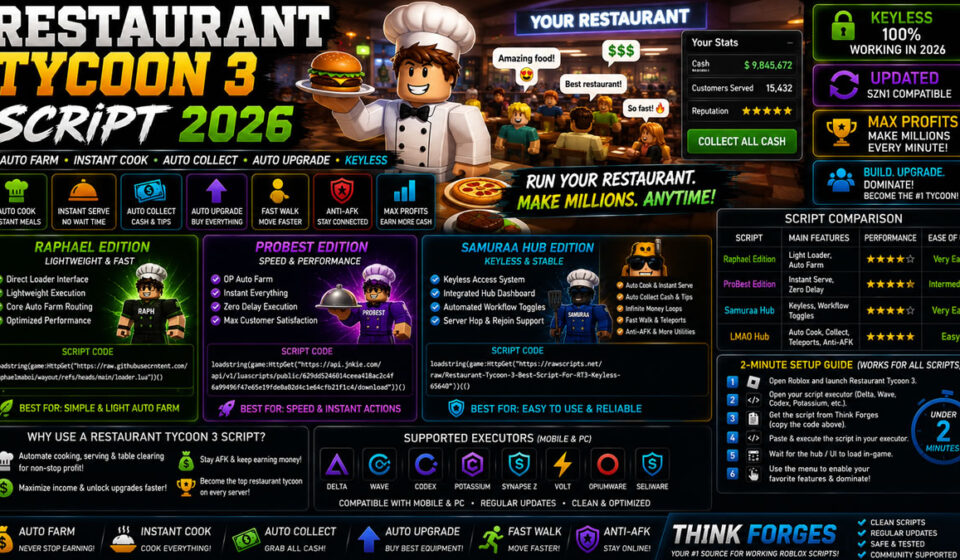 Top Restaurant Tycoon 3 Script 2026, Auto Farm, Instant Cook