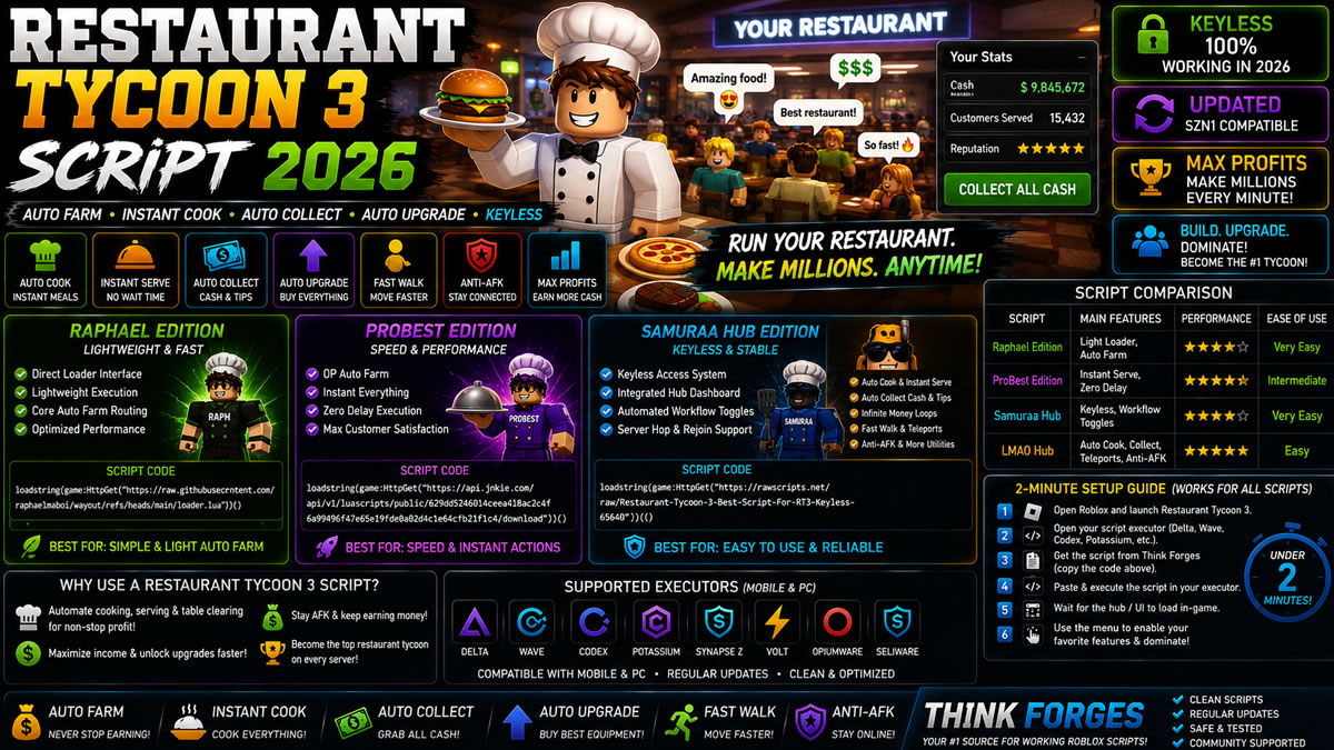 Top Restaurant Tycoon 3 Script 2026, Auto Farm, Instant Cook