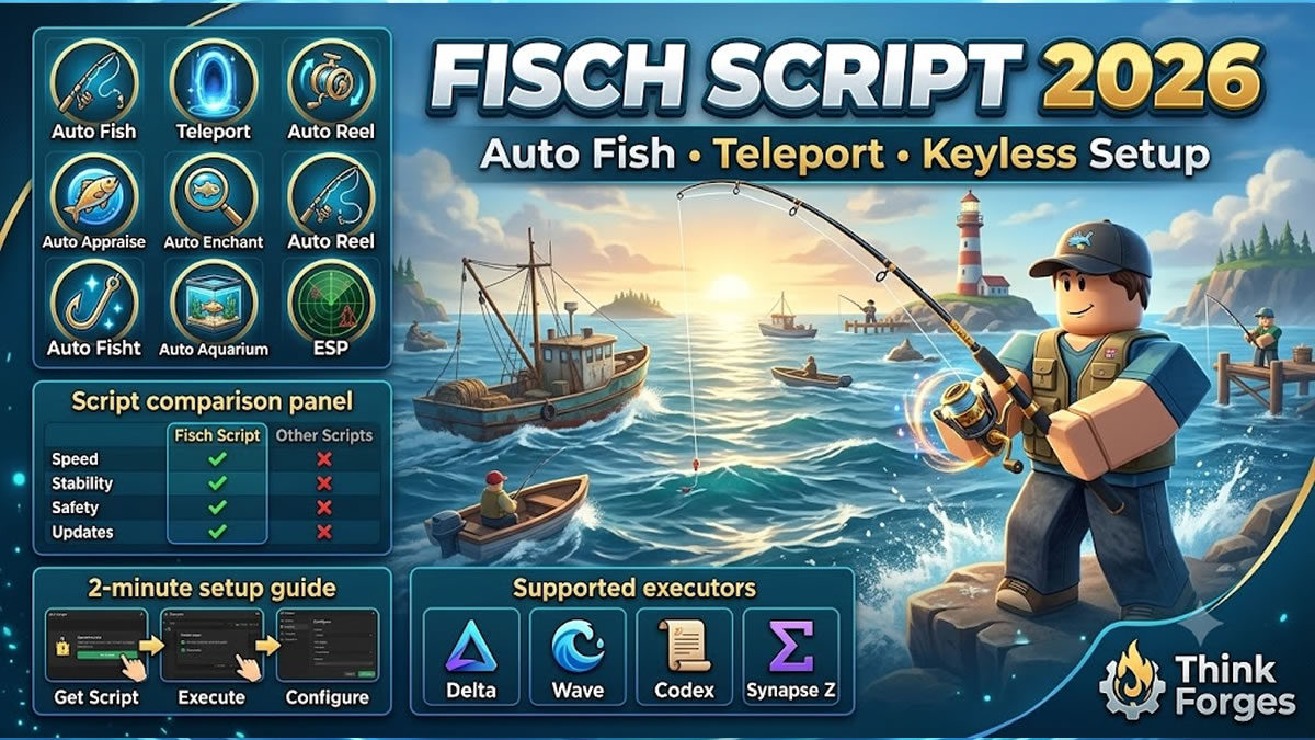Top Fisch Script 2026, Auto Fish, Teleport, Keyless Setup