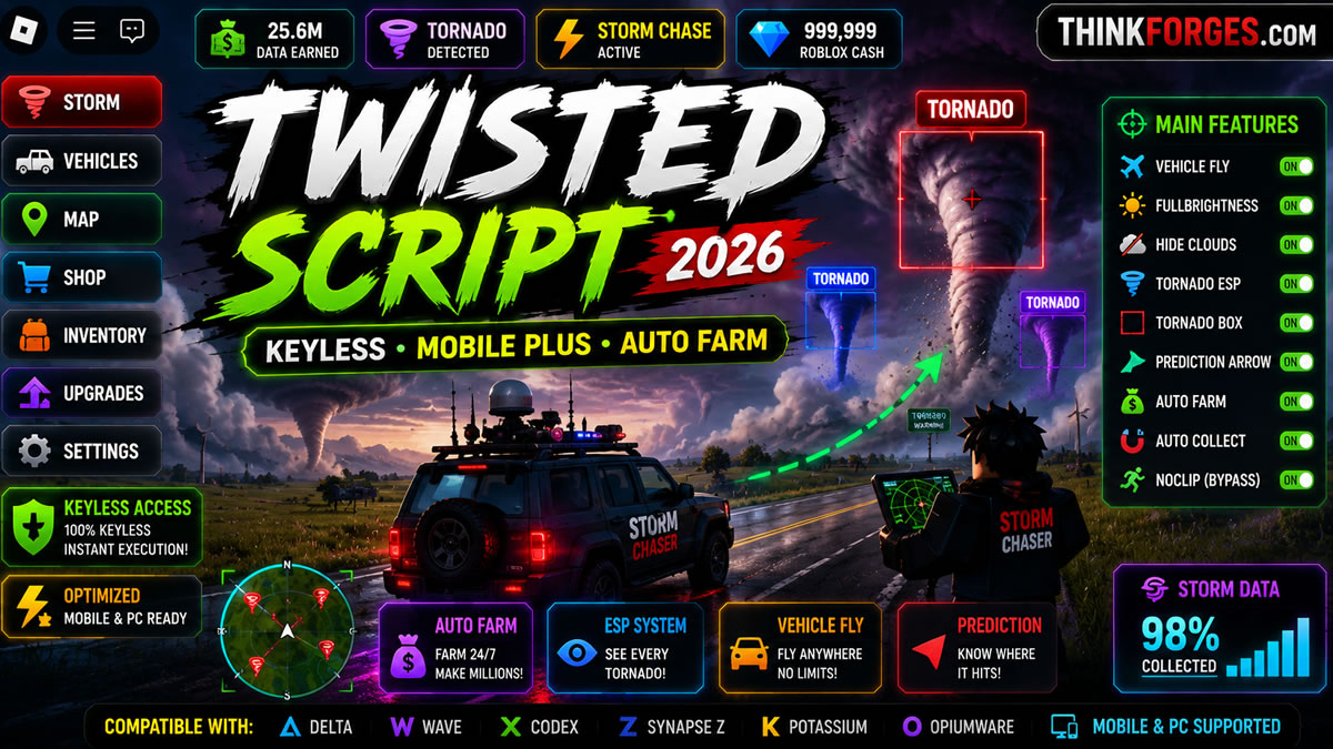 Top Twisted Script 2026, Keyless Mobile Plus, Auto Farm