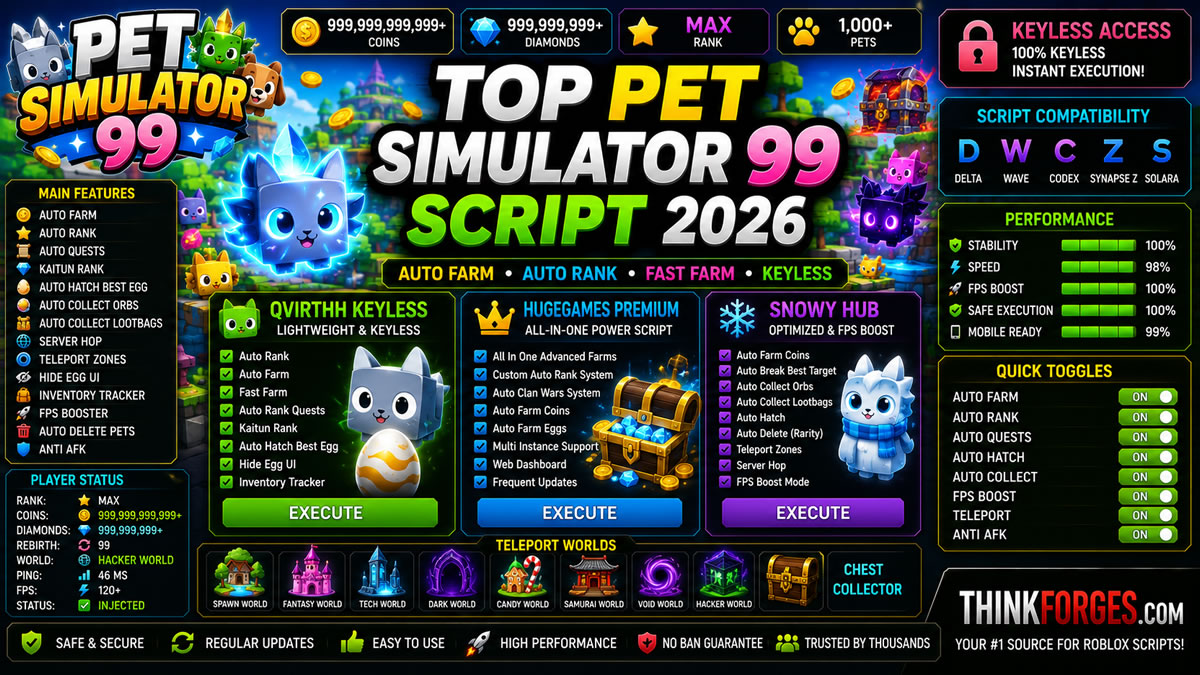 Top Pet Simulator 99 Script 2026, Auto Rank, Fast Farm