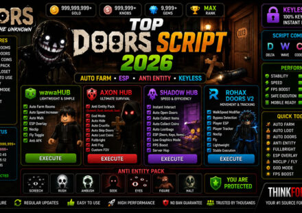 Top Doors Script 2026, WalkSpeed Booster, Auto Skip Rooms