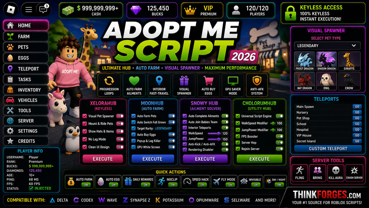 Top Adopt Me Script 2026, Auto Farm, Visual Spawner Setup