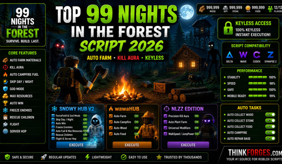 Top 99 Nights in the Forest Script 2026, Auto Farm, Keyless