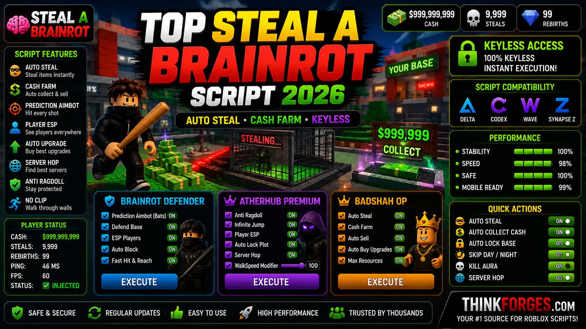 Top Steal a Brainrot Script 2026, Auto Steal, Cash Farm