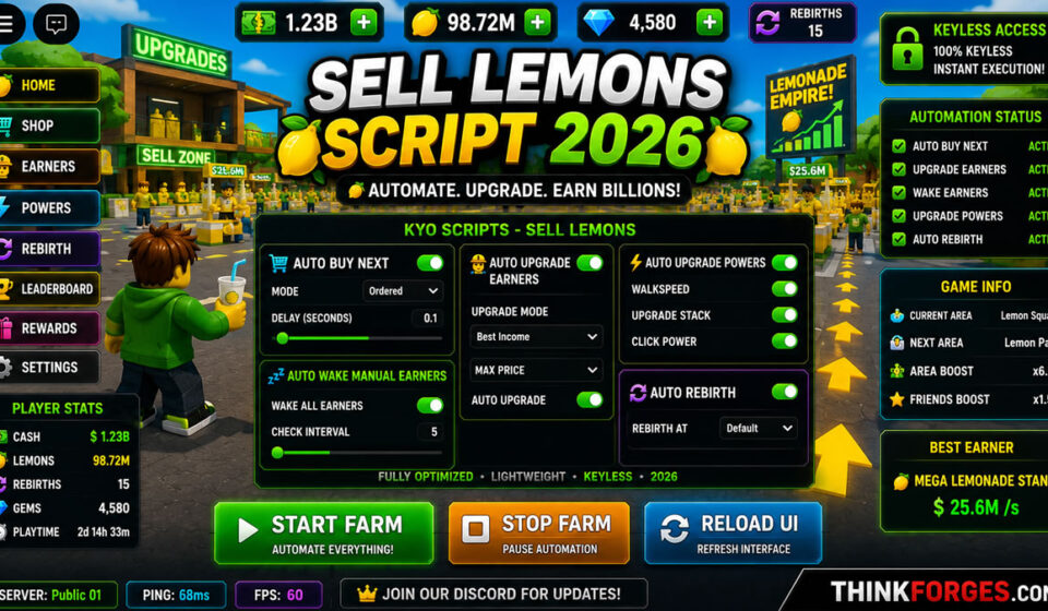 Premium Sell Lemons Script 2026, Auto Earners, No Key Setup