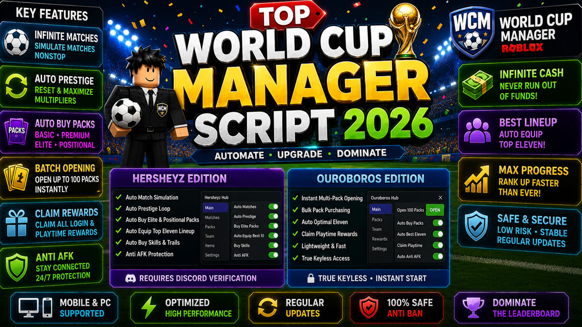 Top World Cup Manager Script 2026, Auto Farm, Keyless Setup