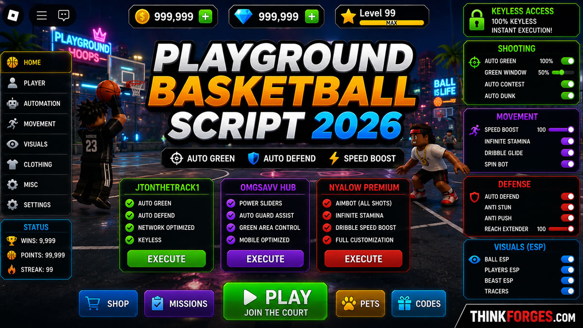 Top Playground Basketball Script 2026, Auto Green, Keyless