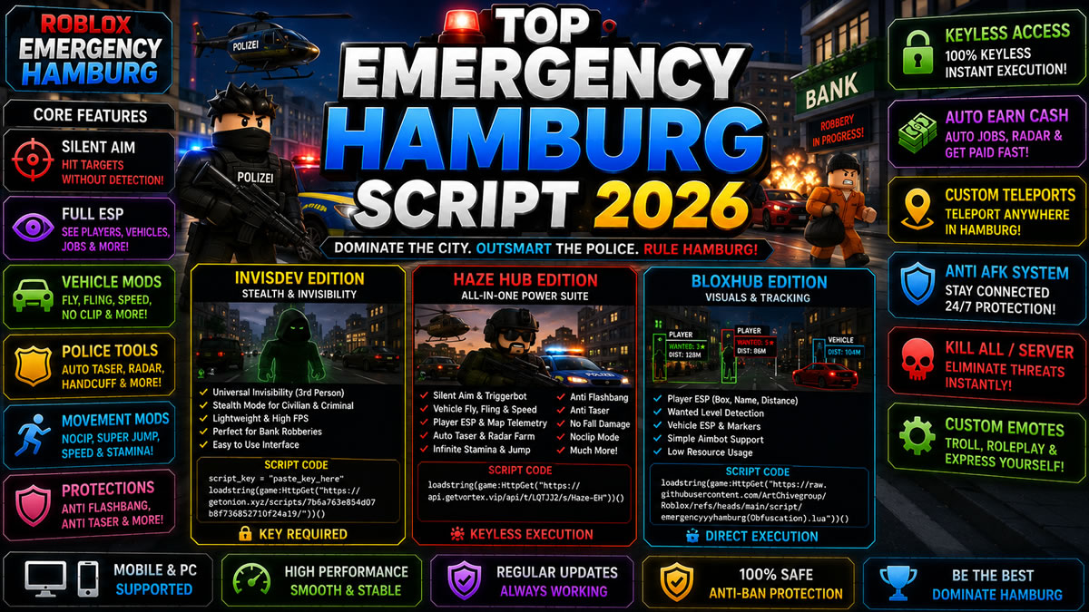 Top Emergency Hamburg Script 2026, Silent Aim, Visuals