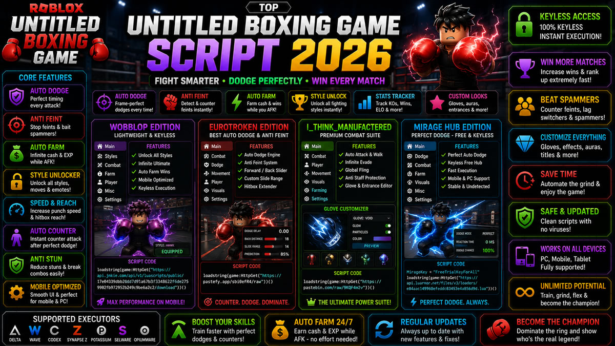 Top Untitled Boxing Game Script 2026, Auto Farm, Keyless