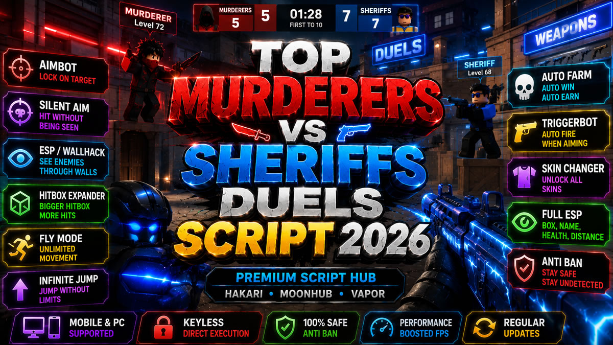 Top Murderers VS Sheriffs Duels Script 2026, Auto Farm, Silent Aim