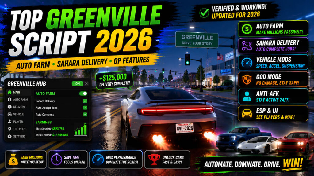 Premium Greenville Script 2026, Vehicle Modifier, Fly Setup