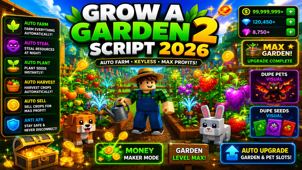 Top Grow a Garden 2 Script 2026, Auto Farm, Keyless