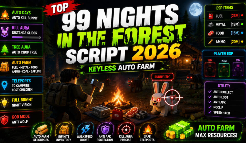 Best 99 Nights in the Forest Script 2026, Keyless Zeldra Hub