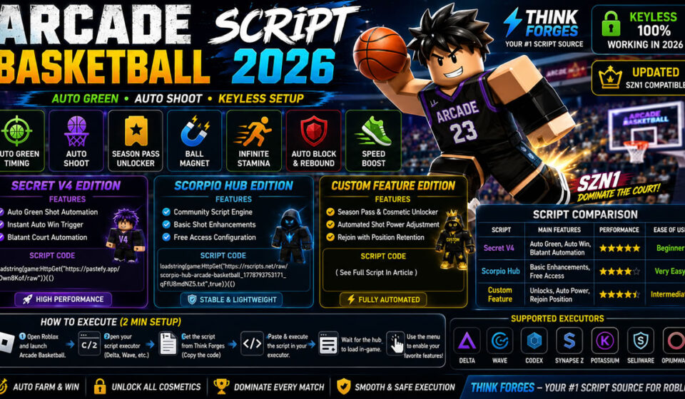 Best Arcade Basketball Script 2026, No Key Auto Green Setup