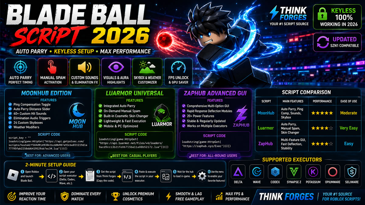 Top Blade Ball Script 2026, Auto Parry, Keyless Setup