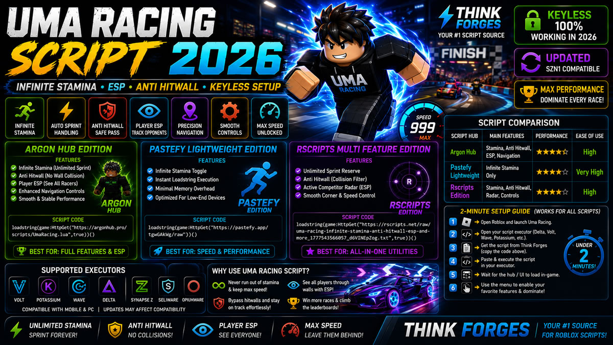 Top Uma Racing Script 2026, Infinite Stamina, ESP Setup