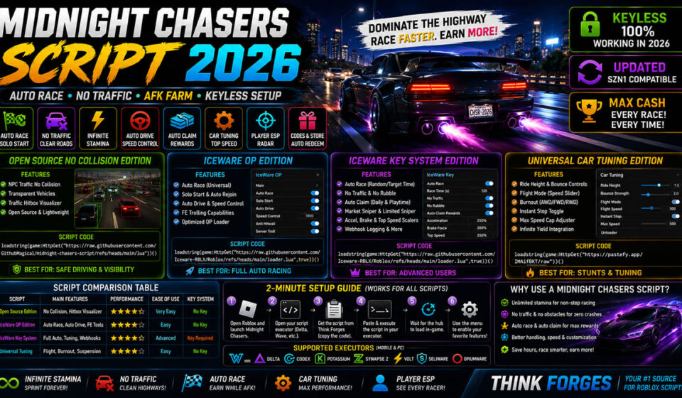 Top Midnight Chasers Script 2026, Speed Boost, Auto Race