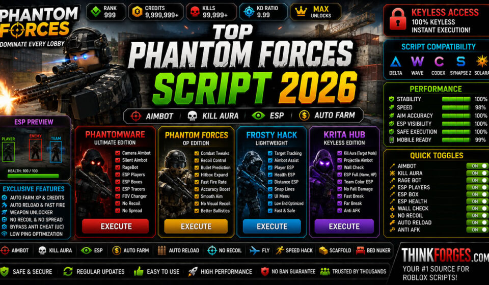 Top Phantom Forces Script 2026, Silent Aim, Keyless Hub