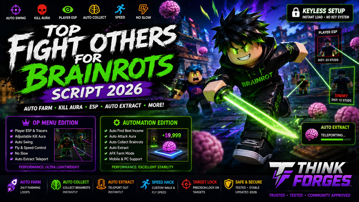 Top Fight Others For Brainrots Script 2026, Auto Farm Setup
