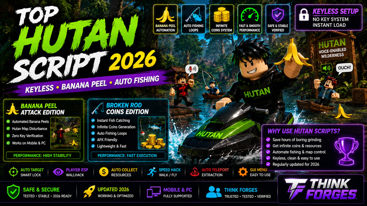 Top Hutan Script 2026, Keyless Banana Peel, Auto Fishing