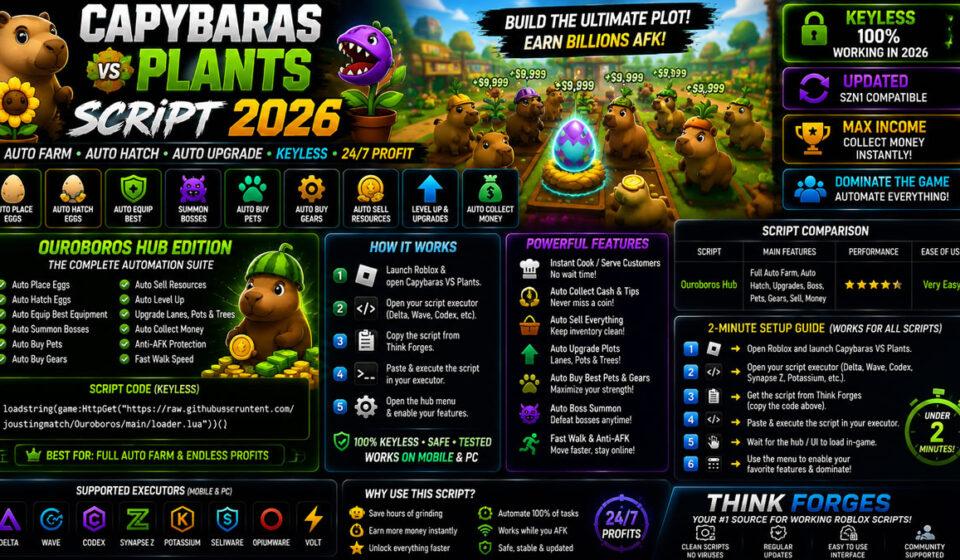 Premium Capybaras VS Plants Script 2026, Auto Place Eggs
